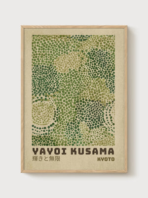 Yayoi Kusama Print poster in oak frame