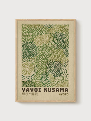 Yayoi Kusama Print poster in oak frame