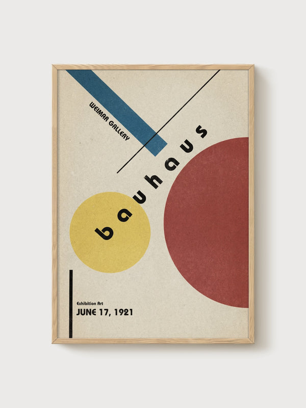 Bauhaus Print poster in oak frame