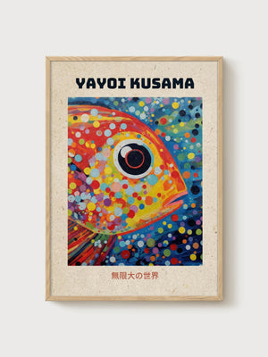 Yayoi Kusama Print poster in oak frame