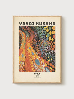 Yayoi Kusama Print poster in oak frame
