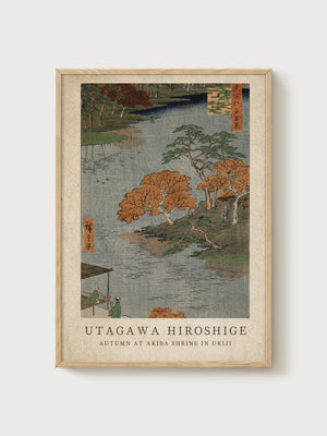 Hiroshige Autumn Print poster in oak frame