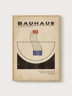 Bauhaus Print poster in oak frame