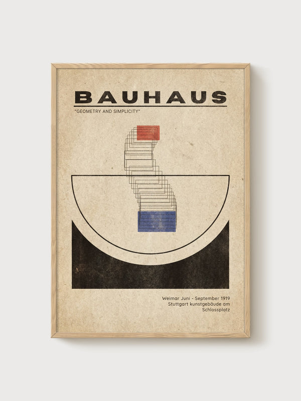 Bauhaus Print poster in oak frame