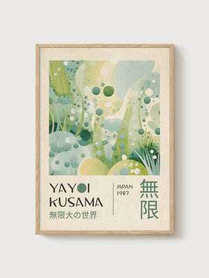 Yayoi Kusama Print poster in oak frame