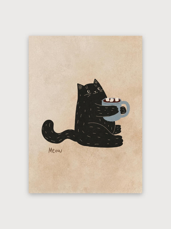 Black Cat Coffee Art - Digital Download