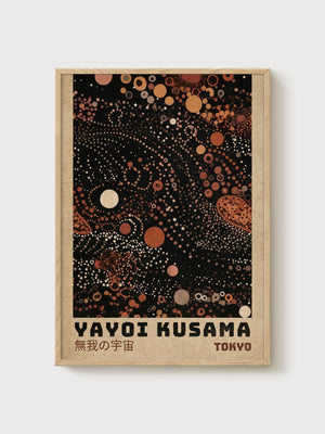 Yayoi Kusama Print poster in oak frame