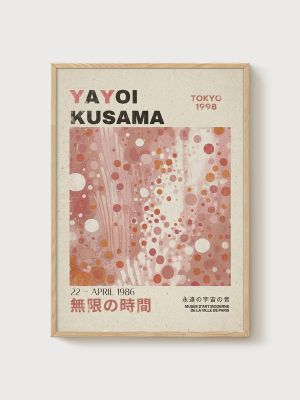 Yayoi Kusama Print poster in oak frame