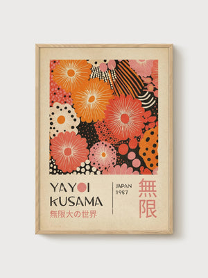 Yayoi Kusama Print poster in oak frame