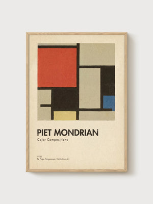 Piet Mondrian Print poster in oak frame