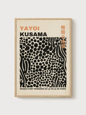 Yayoi Kusama Print poster in oak frame