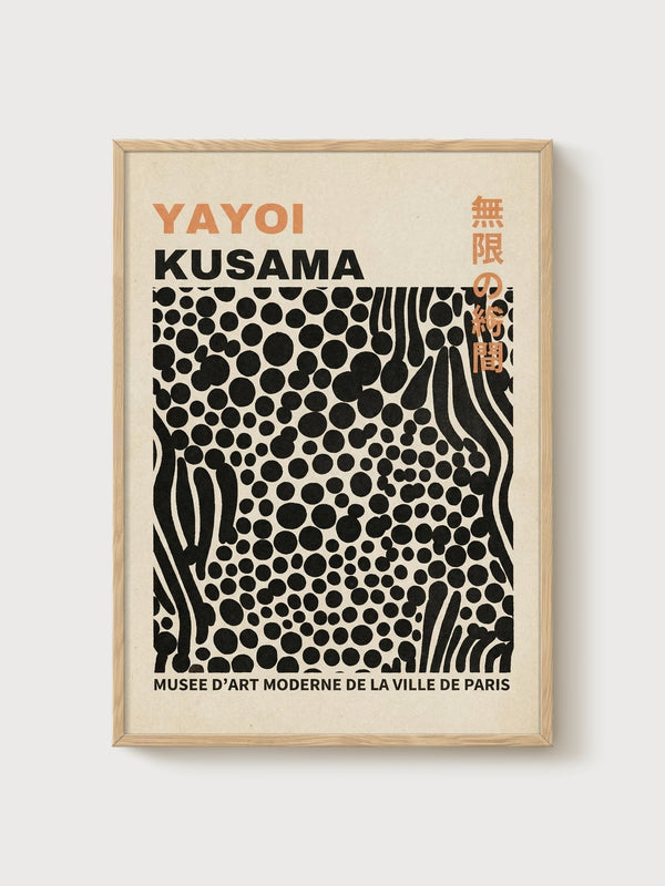 Yayoi Kusama Print poster in oak frame