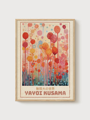 Yayoi Kusama Print poster in oak frame