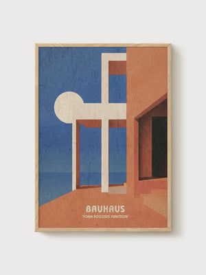 Bauhaus Print poster in oak frame