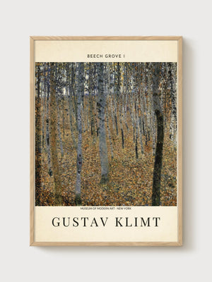 Gustav Klimt Beech Grove Print poster in oak frame