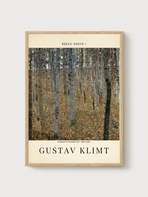 Gustav Klimt Beech Grove Print poster in oak frame