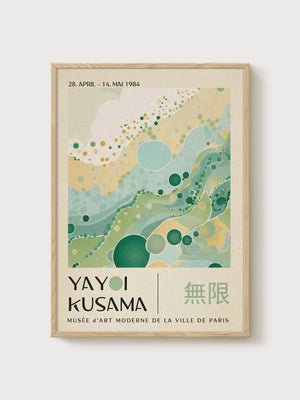 Yayoi Kusama Print poster in oak frame