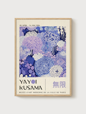 Yayoi Kusama Print poster in oak frame