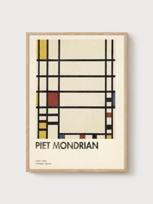 Piet Mondrian Print poster in oak frame