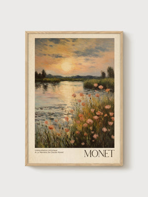 Claude Monet Print poster in oak frame