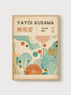 Yayoi Kusama Print poster in oak frame