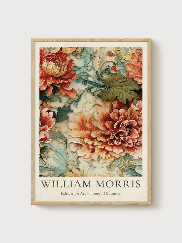 William Morris Print poster in oak frame