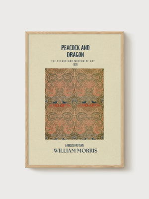 William Morris Print poster in oak frame