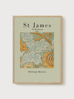 William Morris Print poster in oak frame