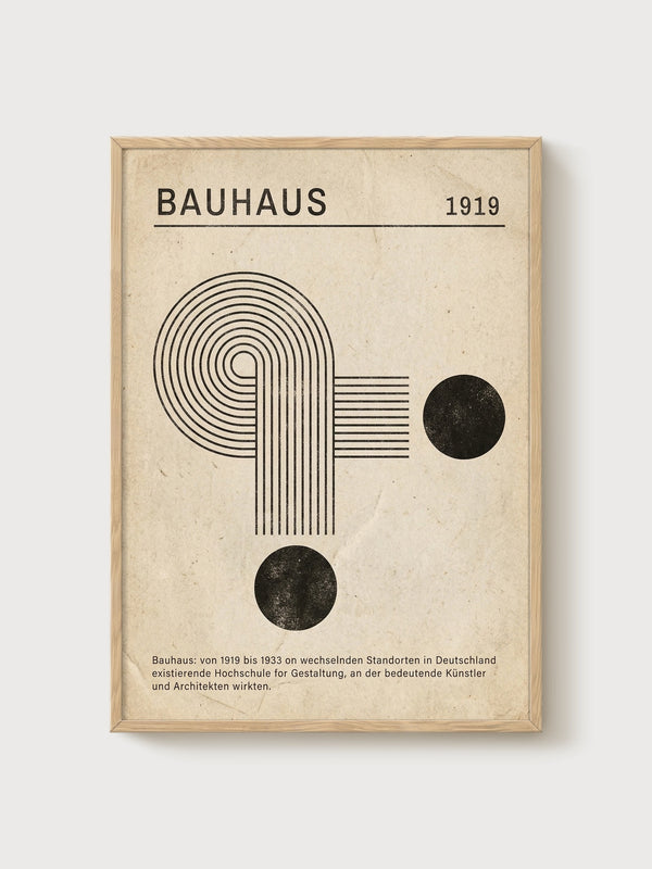 Bauhaus Print poster in oak frame