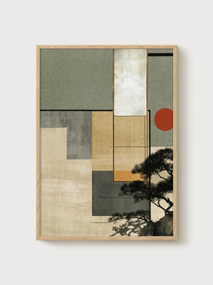 Japanese Wall Art poster in oak frame