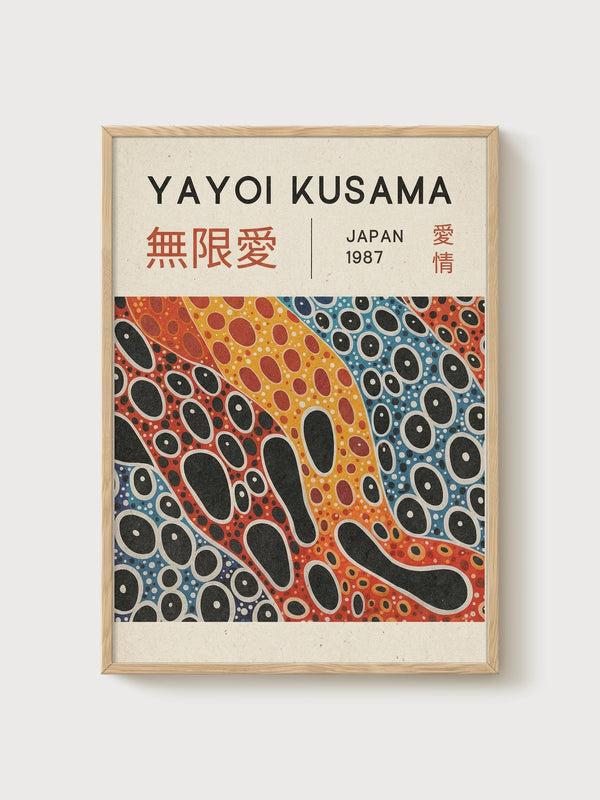 Yayoi Kusama Print poster in oak frame