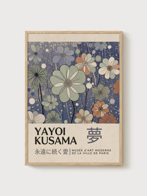 Yayoi Kusama Print poster in oak frame