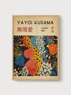 Yayoi Kusama Print poster in oak frame