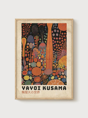 Yayoi Kusama Exhibition Poster poster in oak frame