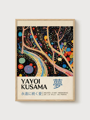 Yayoi Kusama Print poster in oak frame