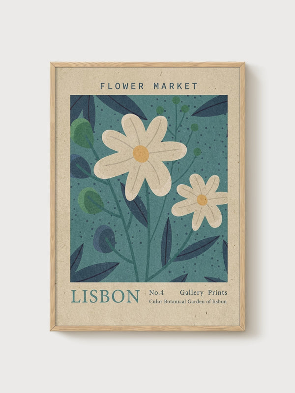Lisbon Botanical Garden Print poster in oak frame