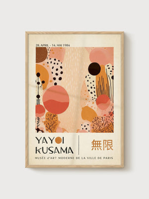 Yayoi Kusama Print poster in oak frame