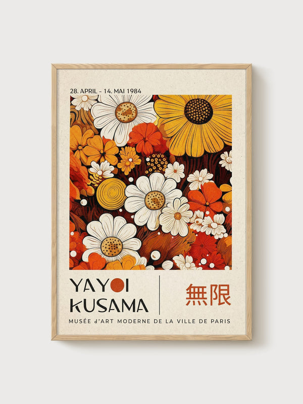 Yayoi Kusama Print poster in oak frame