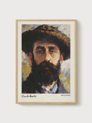 Claude Monet Self Portrait poster in oak frame