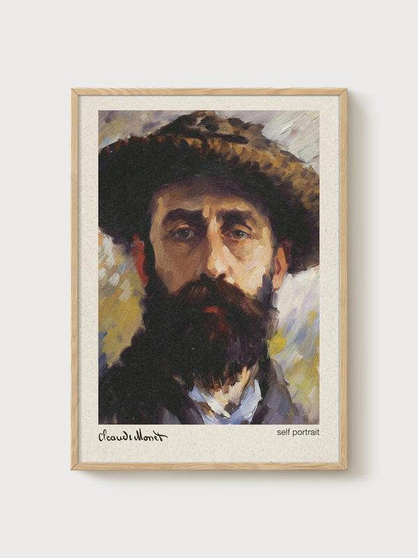 Claude Monet Self Portrait poster in oak frame