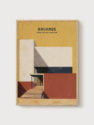Bauhaus Print poster in oak frame