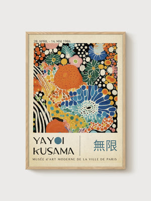 Yayoi Kusama Print poster in oak frame