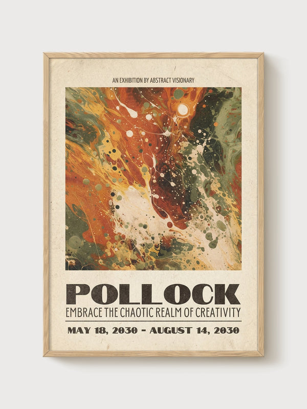 Jackson Pollock Print poster in oak frame