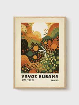 Yayoi Kusama Print poster in oak frame