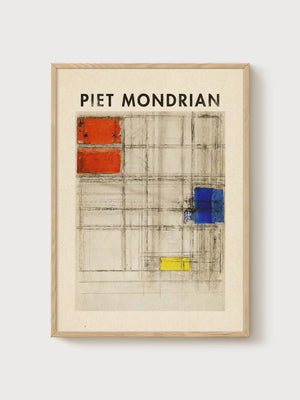 Piet Mondrian Print poster in oak frame