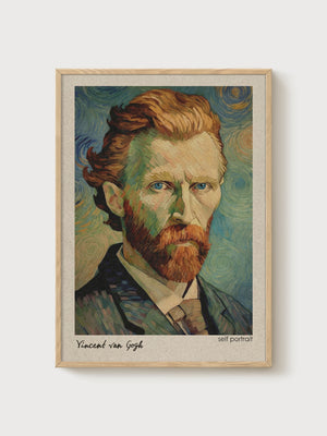 Vincent Van Gogh Self Portrait Print poster in oak frame
