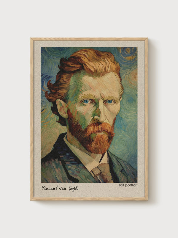 Vincent Van Gogh Self Portrait Print poster in oak frame