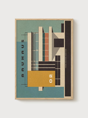 Bauhaus Print poster in oak frame