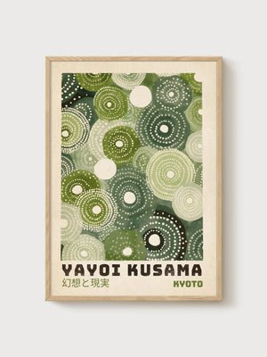 Yayoi Kusama Print poster in oak frame