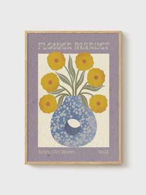 Vintage Flower Market Poster poster in oak frame